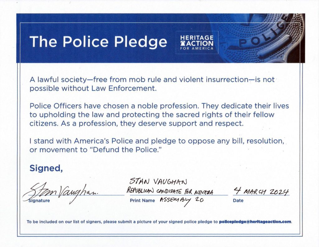 Heritage Foundation's Police Pledge